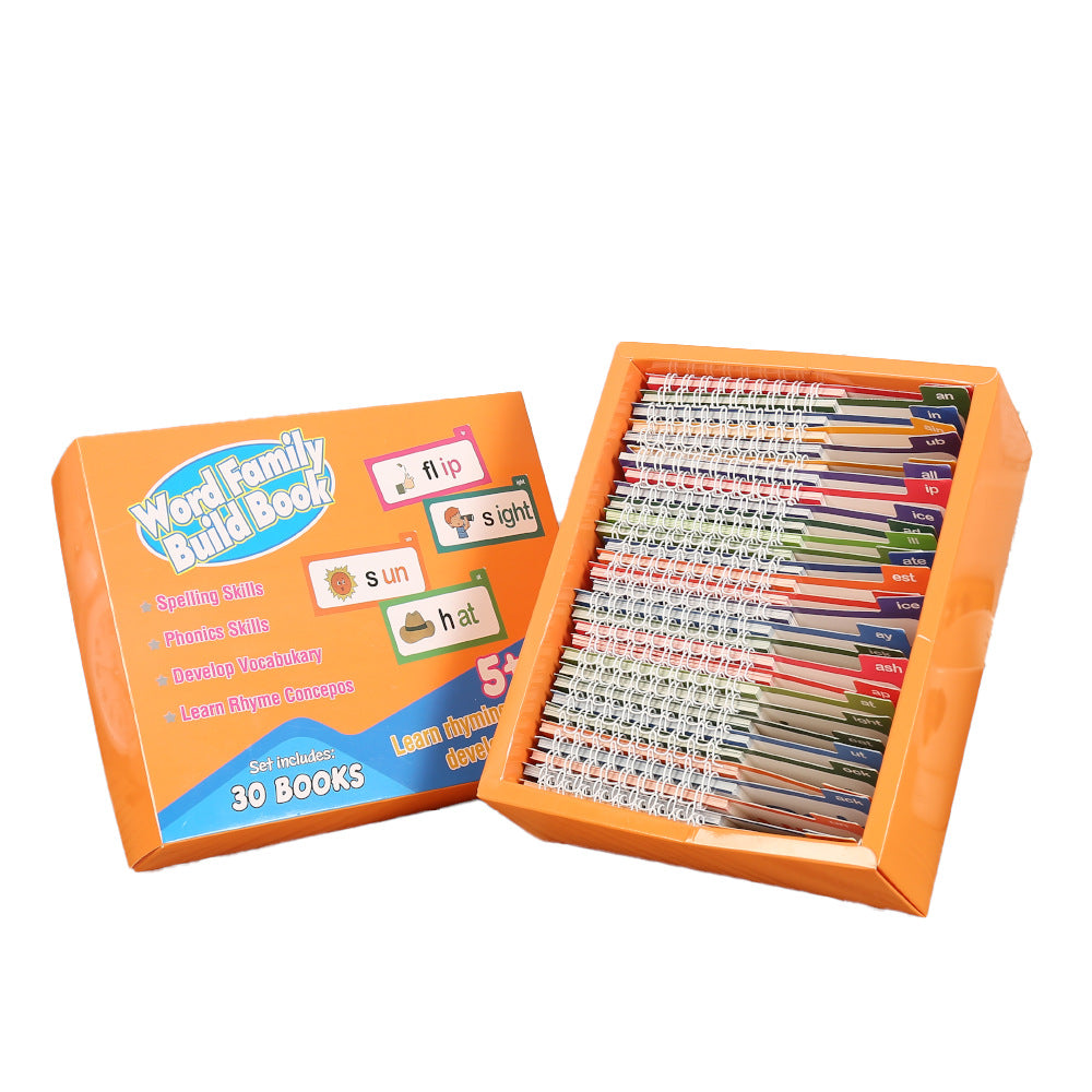 بطاقات تعليمية منزلية مطبوعة على ورق مخصص مع علبة هدايا، كتب تعليمية للأطفال باللغة الإنجليزية